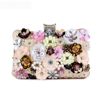 China Fashion Flower Plastic Women Day Clutch Diamonds Small Shape Female Evening Clutches Satin Shoulder Handbags With Handle Side Purse for sale