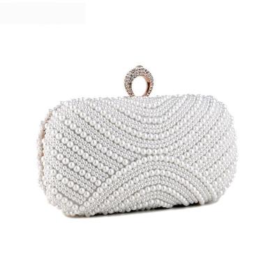 China Luxury Female Side Ring Metal Handbags For Party Women Wedding Vintage Pearl Clutch Side Purse Bridal Evening Clutches Style Small for sale