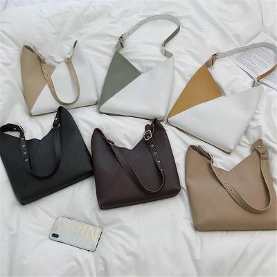 China New Vintage Women's Shoulder Bags Fashion Simple Style Compound Bag 2 In 1 Contrast Colors Large Totes Small Purse for sale