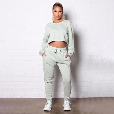 China Custom Made Breathable Long Sleeved Sweatshirts And Pants Ladies Short Two Piece Suit for sale