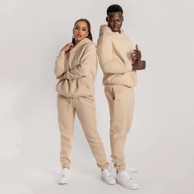 China Breathable Solid Color Couples Sweatshirt Pants Two Piece Fitness Running Unisex Sports Suit for sale