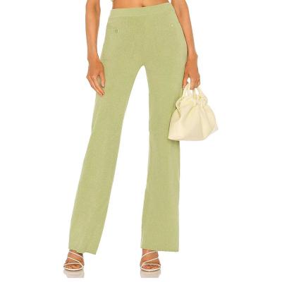 China Breathable Green Female Suit Straight Slim Body Looks Thin High Waist Loose Wide Leg Pants for sale