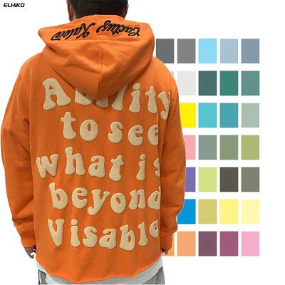 China Anti-wrinkle wholesale High Quality Puff Printing Heavyweight Cotton Men's Hoody Oversized Custom Print Luxury Pullover  Custom Hoodies for sale