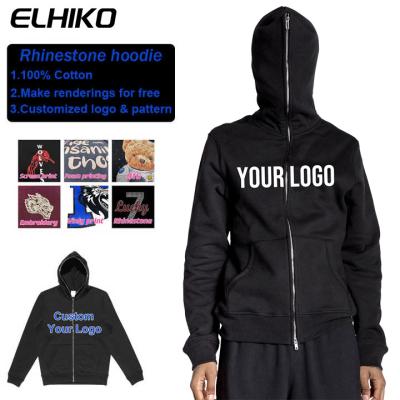 China Anti-wrinkle Low Moq Oversized Custom Hoodie Heavyweight Full Zipper Zip Up Cool Graphic Hoodie Jacket For Men for sale