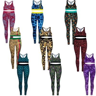 China QUICK DRY OEM Women's Plus Size Fitness Leggings Wholesale Boxer Lingerie Bras Sports Suits Custom Leggings Girls Yoga Sportswear Set for sale