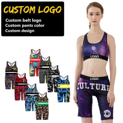 China Anti-Bacterial New Custom Wholesale 3 XL Plus Size Women Girls Sports Workout Bra and Shorts Set 2 Piece Fitness Women set for sale