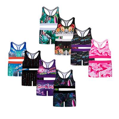 China Anti-Bacterial New Custom Wholesale 3 XL Plus Size Women Girls Sports Workout Bra and Shorts Set 2 Piece Fitness Women set for sale