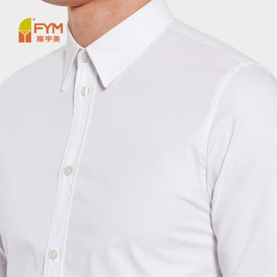 China Hot Sale Solid Color Embroidery Logo Anti Shrink White Formal Dress Shirts For Men for sale