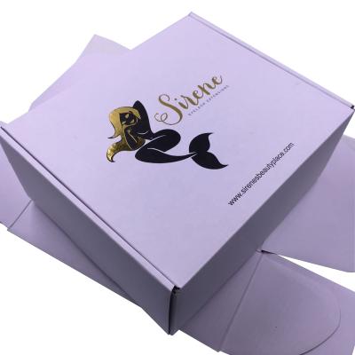 China Recycled Materials Gold Foiled Mink Eyelashes Corrugated Packaging Box , Corrugated Delivery Box With Gold Stamping for sale