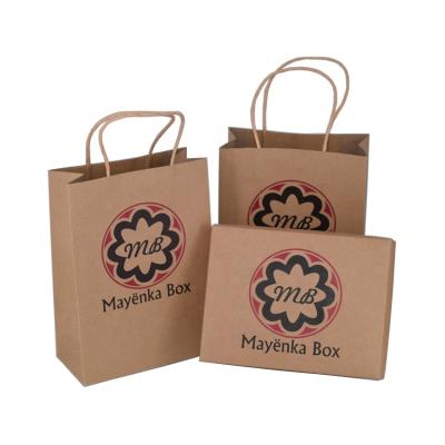 China Recycled Materials Recycled Brown Kraft Cosmetics Packaging Boxes With Paper Shopping Bags for sale