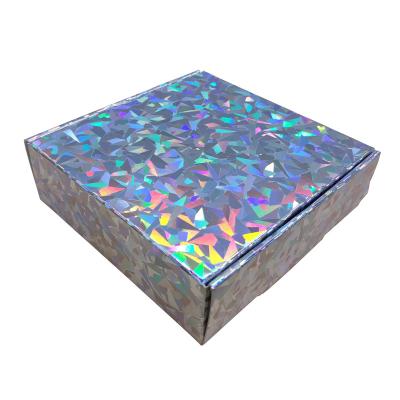 China Recycled Materials Mosaic Silver Holographic Gift Box Laser Reflective Silver Packaging Box For Cosmetics And Makeup Products for sale