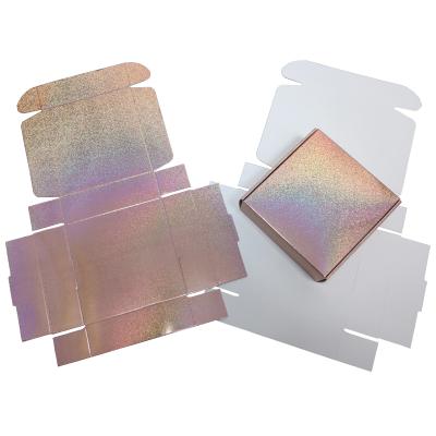 China Recycled Materials Rose Gold Glitter Holographic Christmas Makeup Gift Paper Box for sale