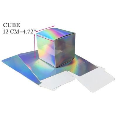 China Recycled Materials Silver Holographic Box For Tumbler Cube 12cm Holographic Boxes Wholesale for sale