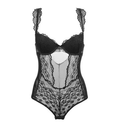 China Mr.& Mr.& Sexy Lace Bodysuit Antibacterial Women Push Up Bra Set Jumpsuit One Piece Lingerie for sale