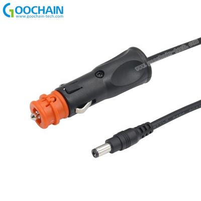 China Lighter Surge Protection 12V Male Plug Cigarette Adapter Power Supply Cord With DC 55*21 Barrel Plug for sale