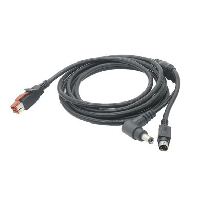 China Printer 90 degree DC5525 male and mini din male to 24V powered hosiden y cable splitter printer cable for sale