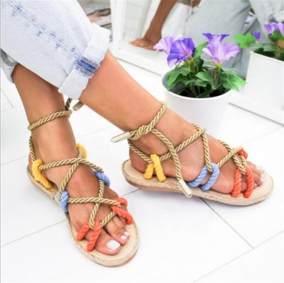 China Anti-odor Women's Fashion Sandals With Rope And Slipper Covers And Colorful Toe Plus-size Beach Sandals for sale