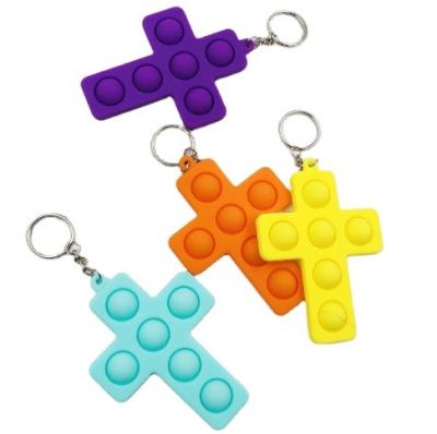 China Lovely Gift JT070 Finger Decompression Plastic Key Chain Kids Puzzle Press Exercise Board Silicone Decompression Toy for sale