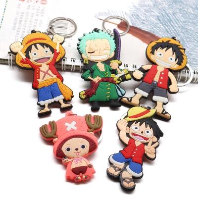 China Lovely Gift T774 Anime Key Chain CARTOON Cleaver/Roronoa Zoro Luffy Keyholder Rubber Dangling Men Women Bags Key Chain for sale