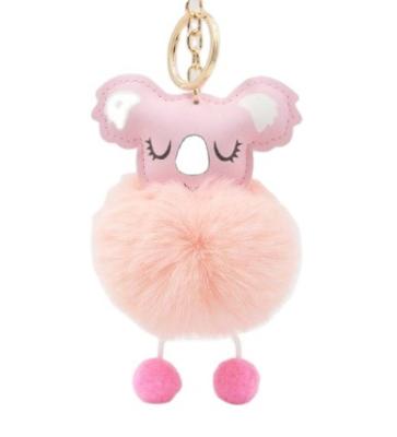 China T018 Cute Cute Fluffy Key Ring Bag Car Key Holder Pom Pom Key Chain Handbag Purse Key Chain Koala Fur Ball for Girls for sale