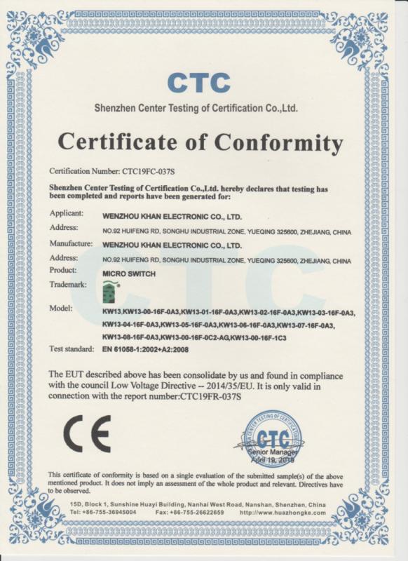 CE - Wenzhou Khan Electronic Co., Ltd.