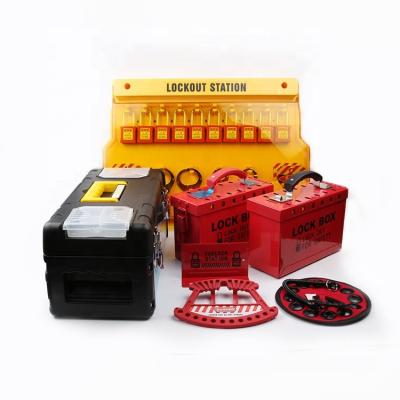 China Industry Use Group Red Portable Lock Box Steel Plate Security Lockout Kit Station Box for sale