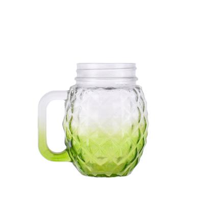 China High Quality Clear Square Beverage Drinking Glass Mason Jars Beverage Jar With Handle Metal Lid for sale