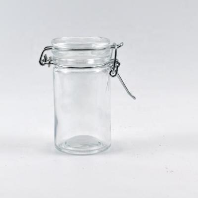 China Sustainable Air Tight Glass Jar With Glass Lid For Spice Storage Kitchen Storage Glass Jar for sale