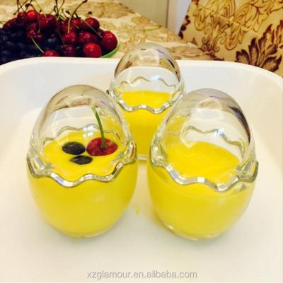 China Food Wholesale 100ml Egg Shape Pudding Container Glass for sale