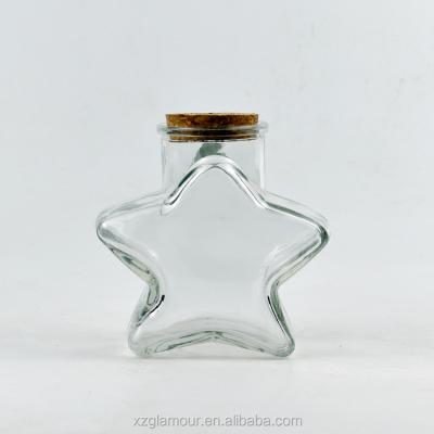 China 300ml Fashion Design Star Shape Stocked Five-pointed Glass Wishing Jars With Cork for sale