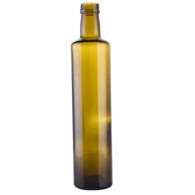 China 500ml Food Frying Oil Packaging Round Amber Olive Oil Bottles With Cap for sale