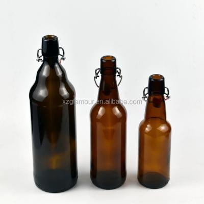 China Amber Glass Beverage Swing Top Beer Bottle 330ml 500ml 1000ml for sale