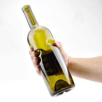 China Beverage Italy 750ml Dark Green Hand Of God Glass Bottle Wine Bottle for sale