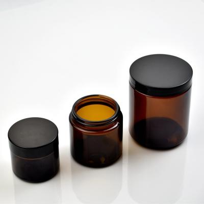 China Round 250ml Amber Chemical Sampling Bottles Frascos Cosmetic Glass Jar With Plastic Lids for sale