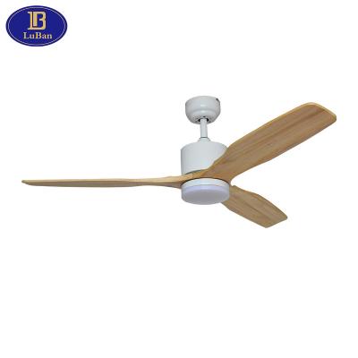 China LuBan Remote Control 52/42 Inch Ceiling Fan with Remote Control, 3 Solid Wood Blades, Silent Reversible DC Motor, 5 Speeds, 15W LED for sale