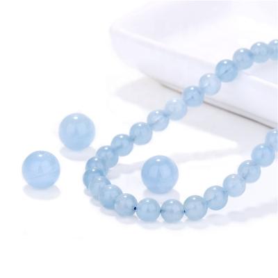 China Wholesale Natural Loose Round Aquamarine Blue Wathet Beads Soft Round Crystal Beads Bracelet DIY For Earrings Jewelry Accessories for sale