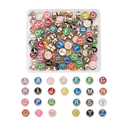 China New Alloy Oil METAL Mixed Color Box Drops Horizontal Flat Round 26 Hole Letter Beads DIY Beads Use Bracelet Accessories for sale