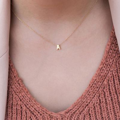 China Romantic Custom Fashion Necklace Gold Silver Color Tiny Initial Cut Letters Simple Name Choker Necklace For Women Jewelry Pendant Gift for sale