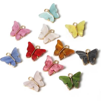 China Environmental Friendly Custom Colorful Resin Acrylic Butterfly Charms Pendant DIY Handmade Jewelry Making Necklaces Earrings Bracelets Accessories for sale