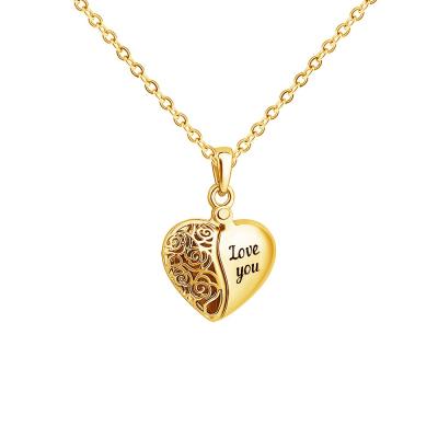 China Romantic Hot Selling 18K Stainless Steel Vacuum Plating Rose Gold Sliver Fashion Heart Pendant Necklace For Gift Friend Family for sale