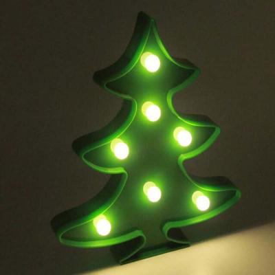 China Decoration Christmas Tree Lamp Decorate Desk Light Star LED Marquee Plastic Battery Home Wall Lamp for sale