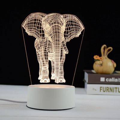 China 7 Colors USB LAMP Customized Decoration Acrylic 3d Led Desk Night Light Elephant Lamp 3d Illusion Lamp for sale