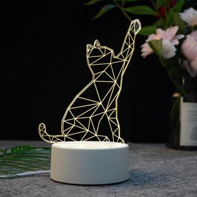 China Wholesale 7 Color USB LAMP Effect 3D Desk Lamp Kids 3D Night Light Cat Led Table Lamp With Switch Button for sale