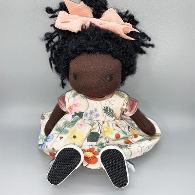 China 2021 Embroidered Lovely Girl Personalized Rag Doll STUFFED Cute Black Birthday Baby Gift for sale