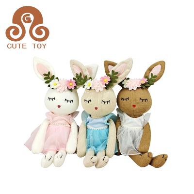 China Handmade Gift Kids Rabbit With Skirt Cute Rabbit Knitted Baby Gift Christmas Toy for sale