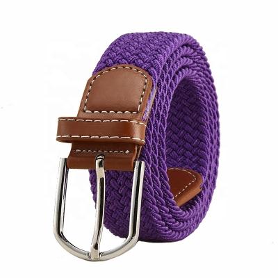 China Matching clothes wholesale unisex mixed color polyester fabric Pin Buckle Elastic Braided Belt belt for women and men for sale