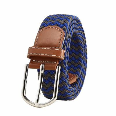 China Clothing Factory Fashion Wholesale Custom Made Elastic Braided Belt Pin Buckle Polyester Braided Strap Elastic Braided Belt for sale