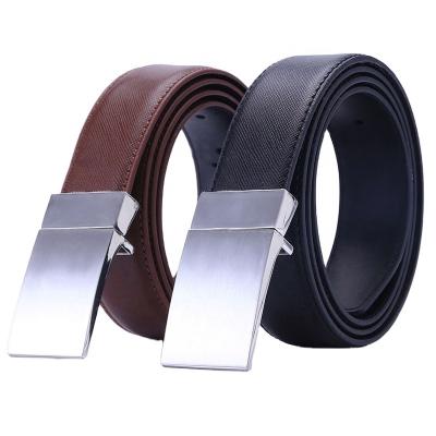 China Brand Comfortable Luxury Men's Zipper Silver Alloy Zinc Alloy Pin Buckle Belt Genuine Cowhide Leather Belt For Men for sale