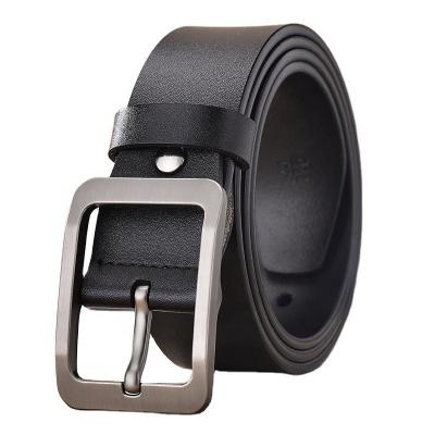 China Amazon Comfortable Hot Fashion Pin Buckle Belt Mens Alloy Buckle Gentlemen Genuine Leather Black Brown Belts for sale