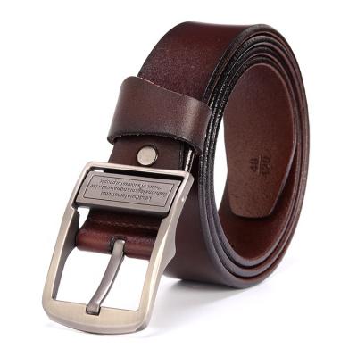 China Retro Comfortable Men's Belts Pin Buckle Cow Hide Belts Customized Logo Genuine Leather Belt Men for sale